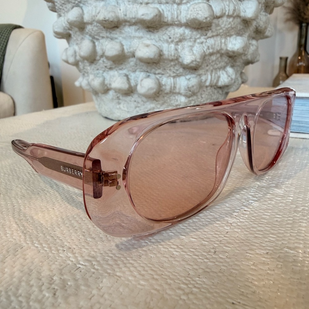 Burberry Pink Transparent Oversized Square Sunglasses